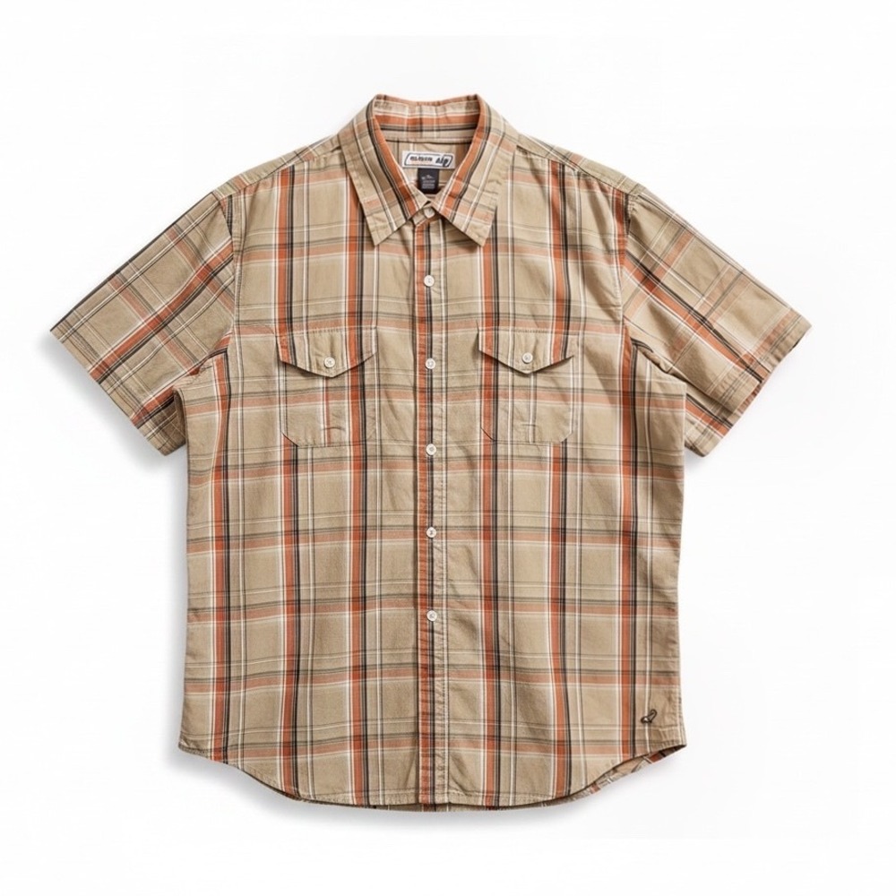 Urban Pipeline Button Down Tan Orange Plaid Excellent XL Mens